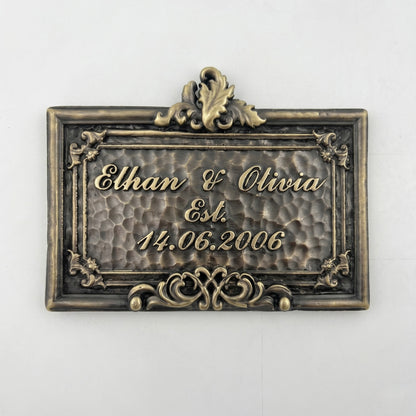 Personalized Family Name Plaque | Custom antique brass established sign, India