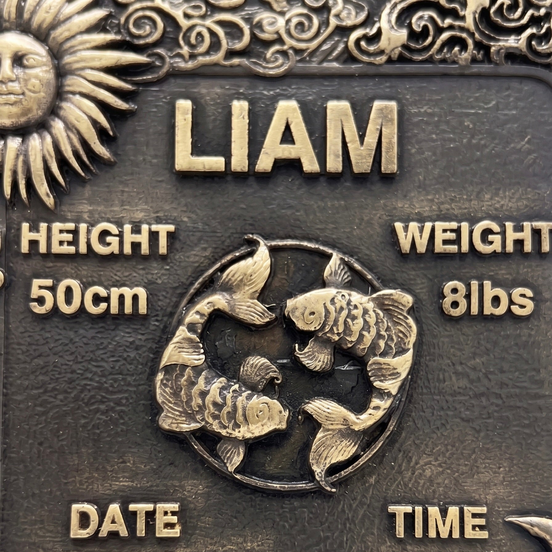 Zodiac Birth Tile | Birth details plaque in antique brass, styled