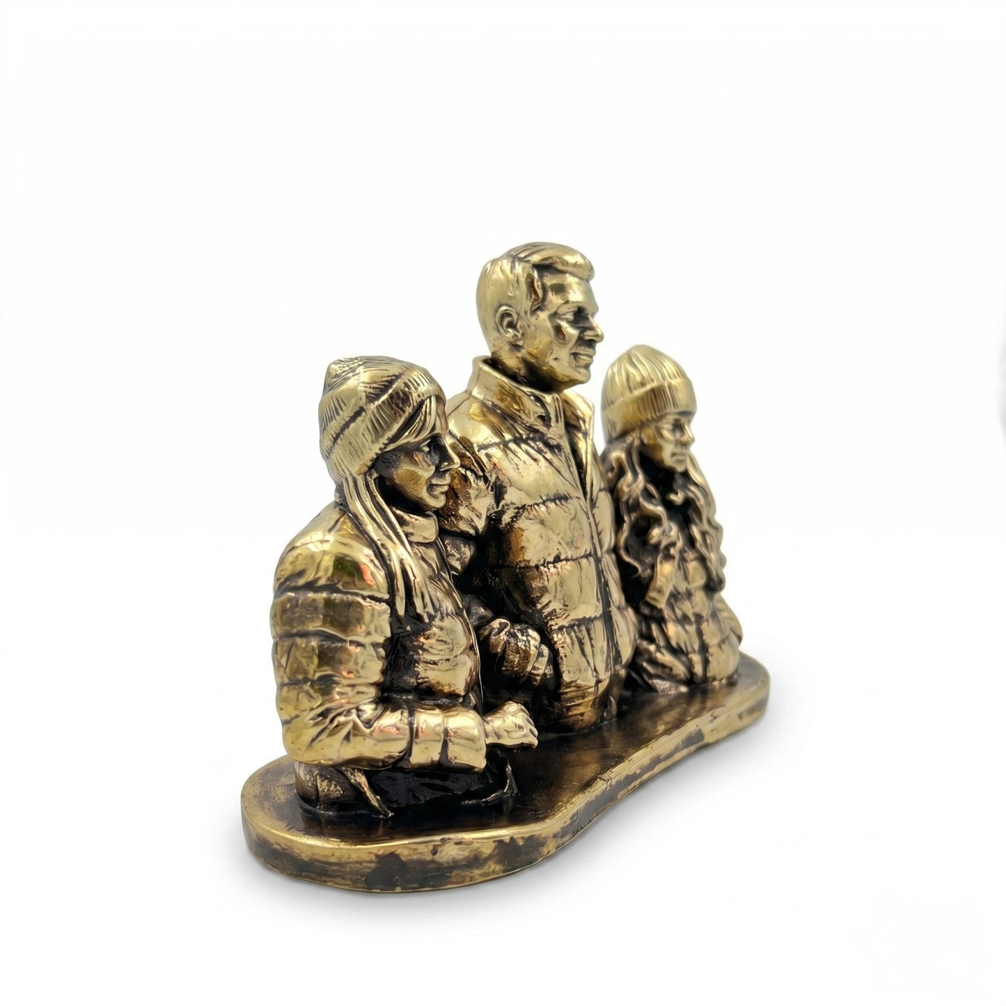 Custom Brass 3D Figurine from Photo | Personalized Metal Portrait Sculpture | Custom Family & Pet Statue