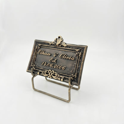 Wedding Plaque | Handcrafted antique brass wedding keepsake