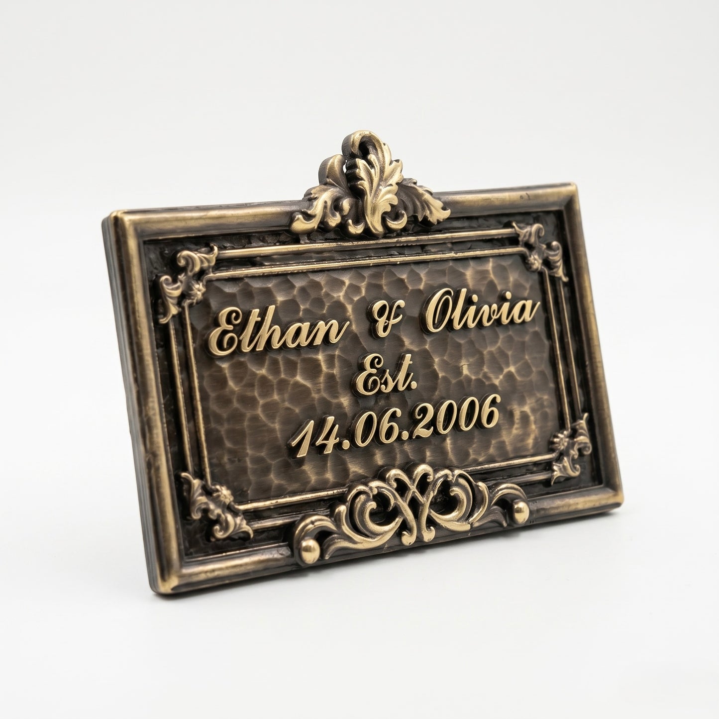 Family Name Plaque | Antique brass home sign styled