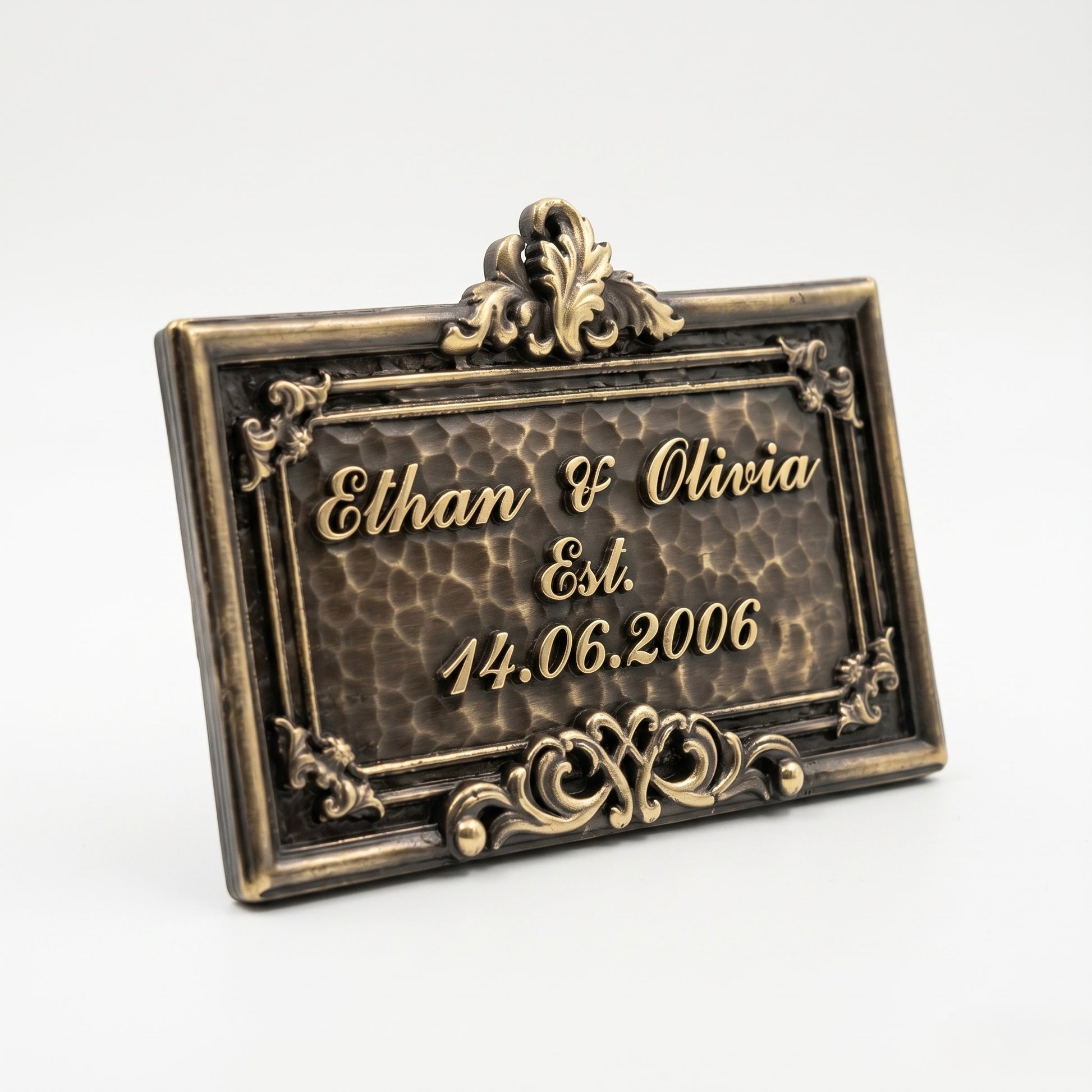 Family Name Plaque | Antique brass home sign styled