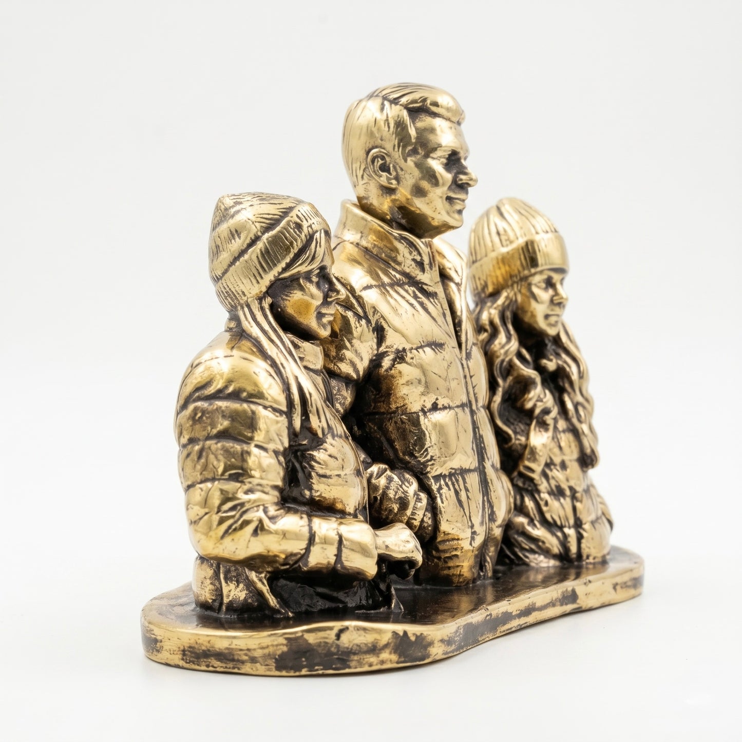 Custom Brass 3D Figurine from Photo | Personalized Metal Portrait Sculpture | Custom Family & Pet Statue