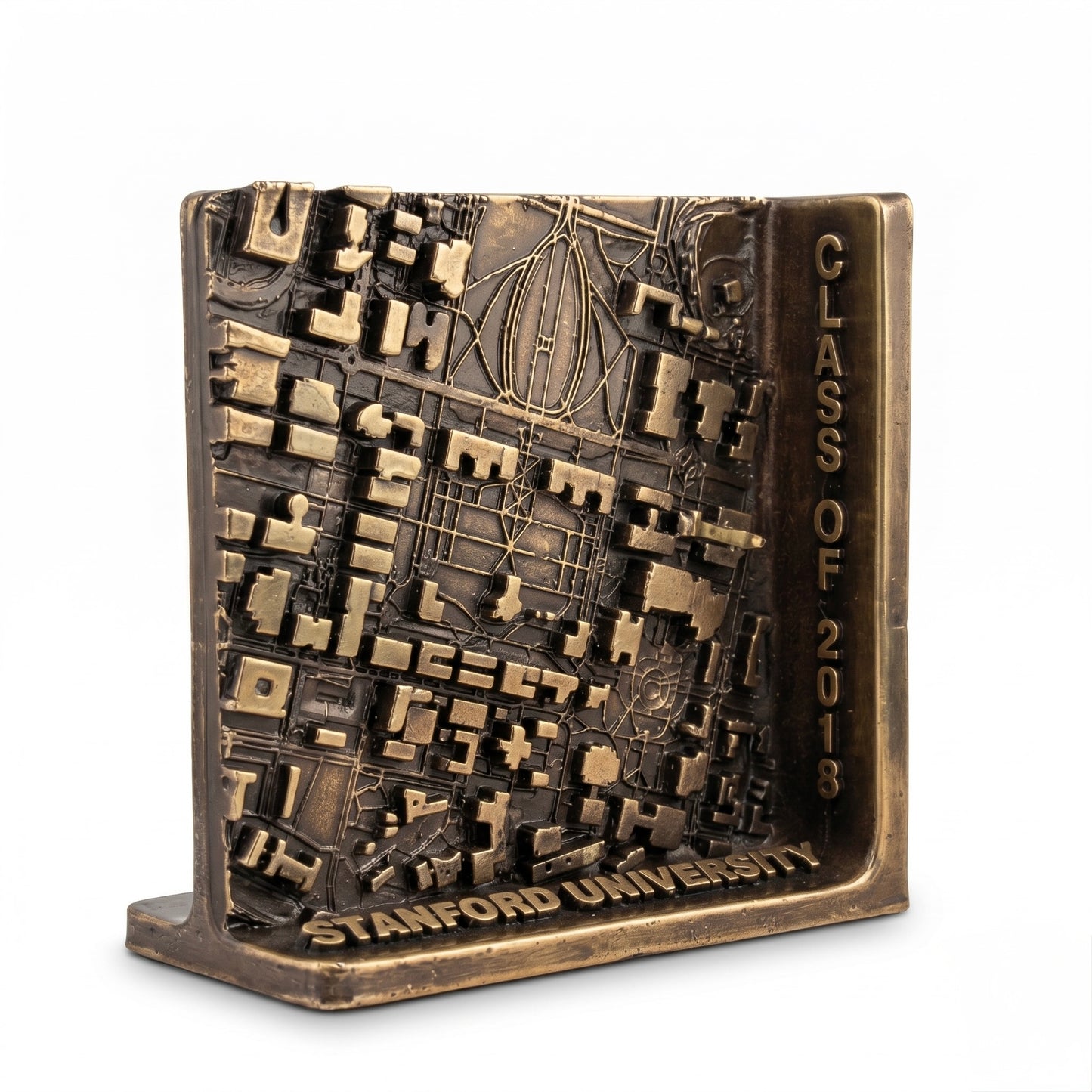 3D Map Plaque | Raised relief map in antique brass