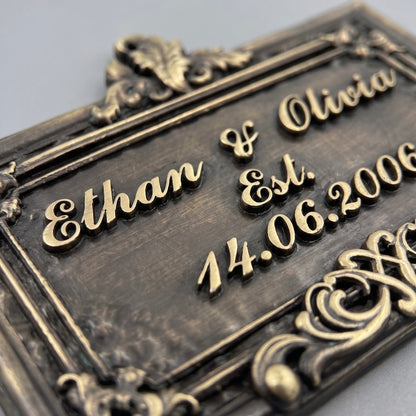 Wedding Plaque | Custom couple's name plaque in brass