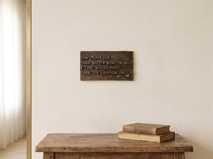 Handwritten Note Plaque | Handwriting reproduced in antique brass
