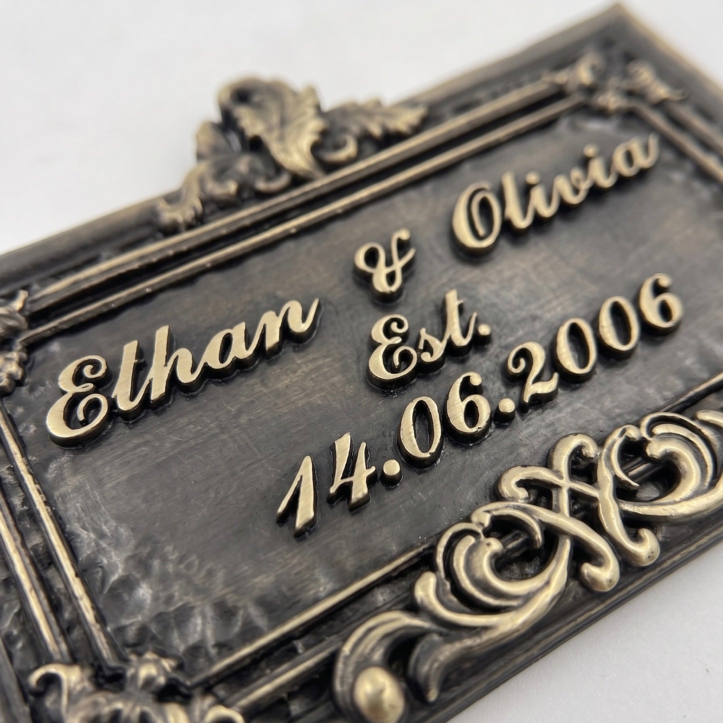 Wedding Plaque | Wedding gift in antique brass, India