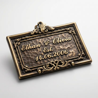 Family Name Plaque | Wall display, personalized brass plaque