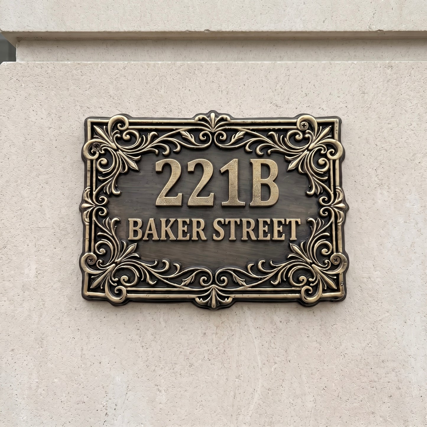 Personalized Victorian House Number Sign | Antique brass address plaque, India