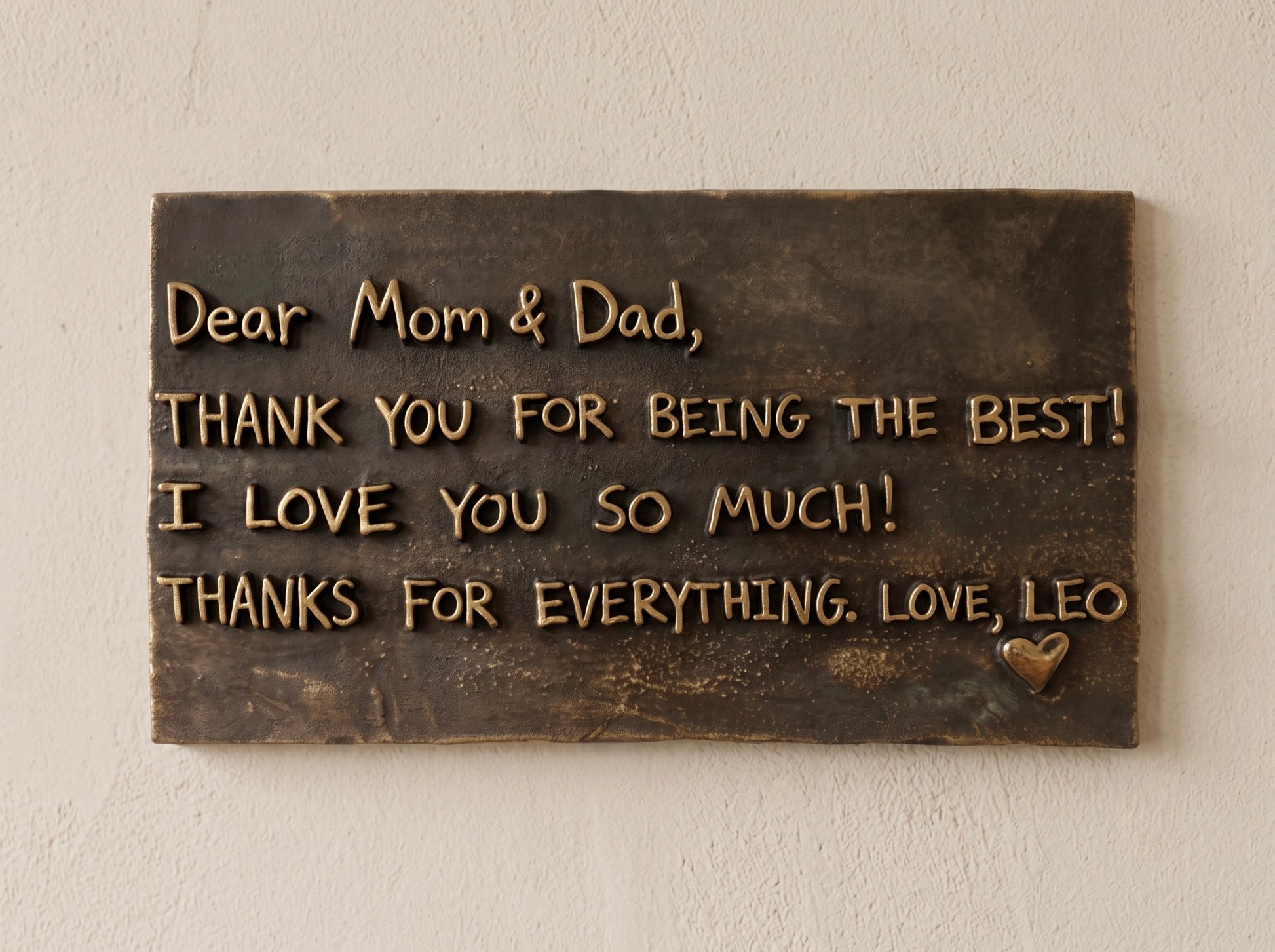 Handwritten Note Plaque | Original handwriting cast in metal, detail