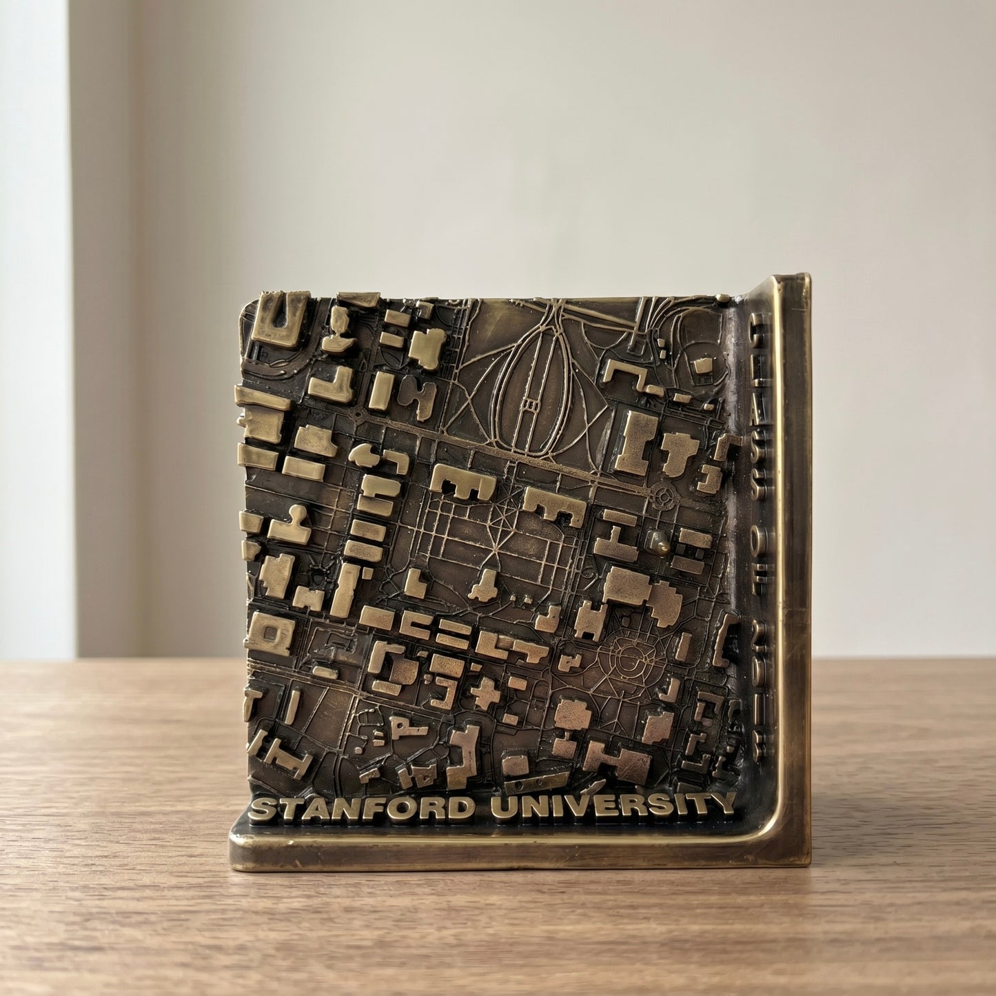 3D Map Plaque | Styled tabletop display, antique brass