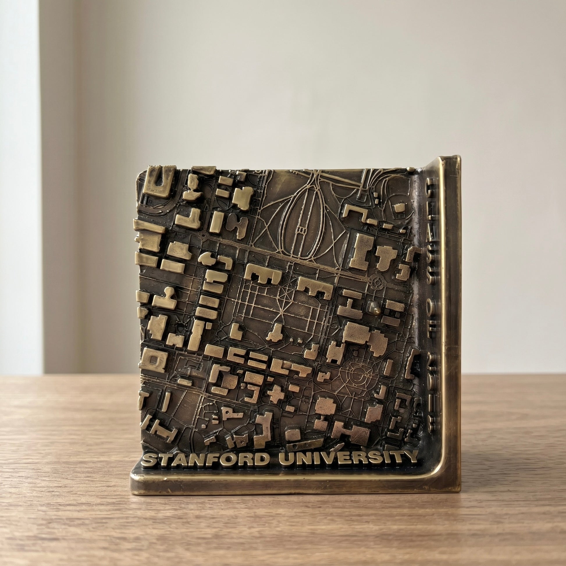3D Map Plaque | Styled tabletop display, antique brass