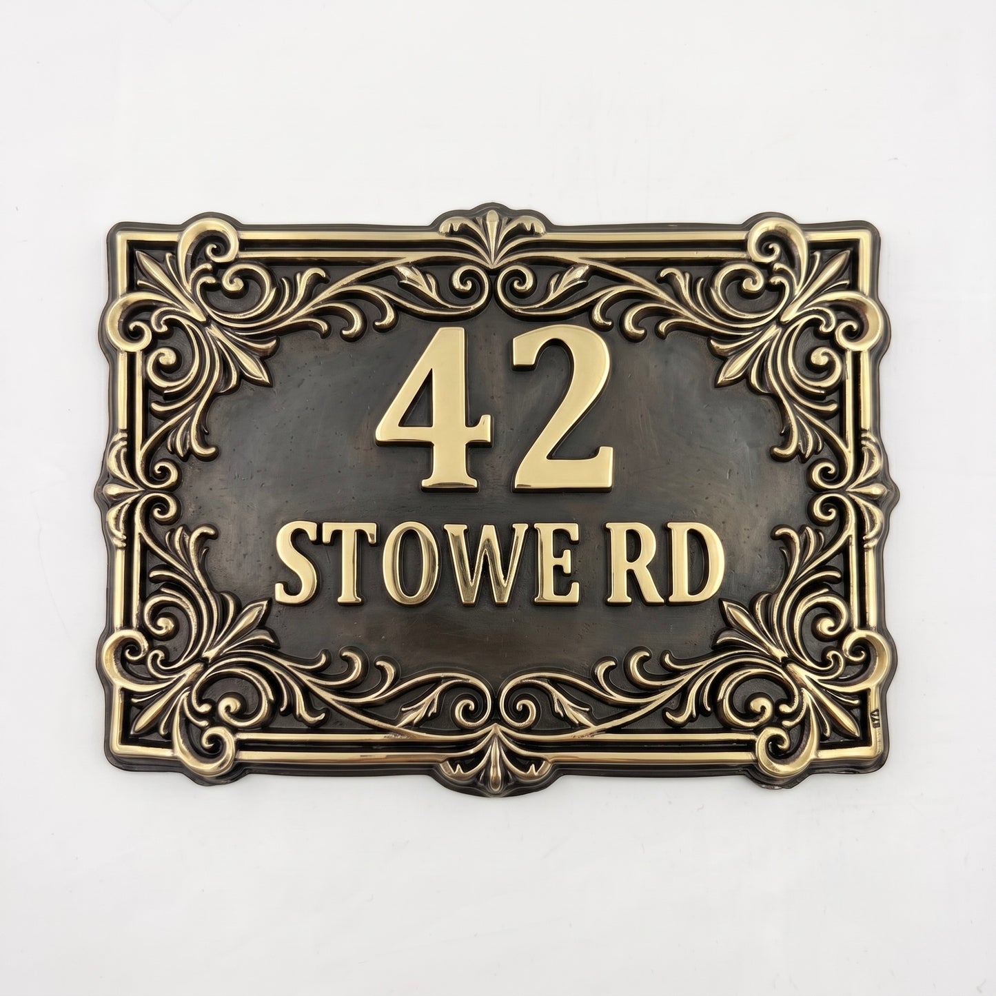 Victorian House Number Sign | Styled front entrance display, antique brass