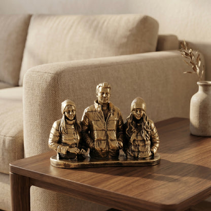 Custom Brass 3D Figurine from Photo | Personalized Metal Portrait Sculpture | Custom Family & Pet Statue