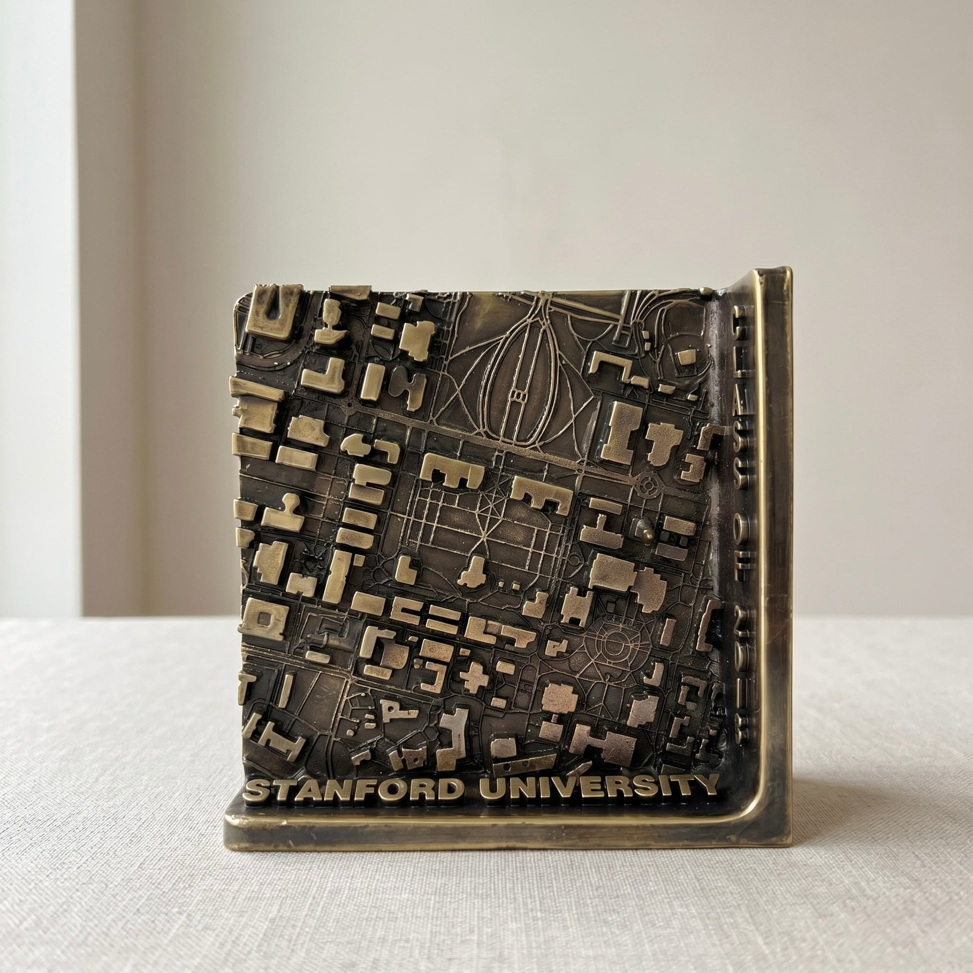 3D Map Plaque | Custom location map in antique brass