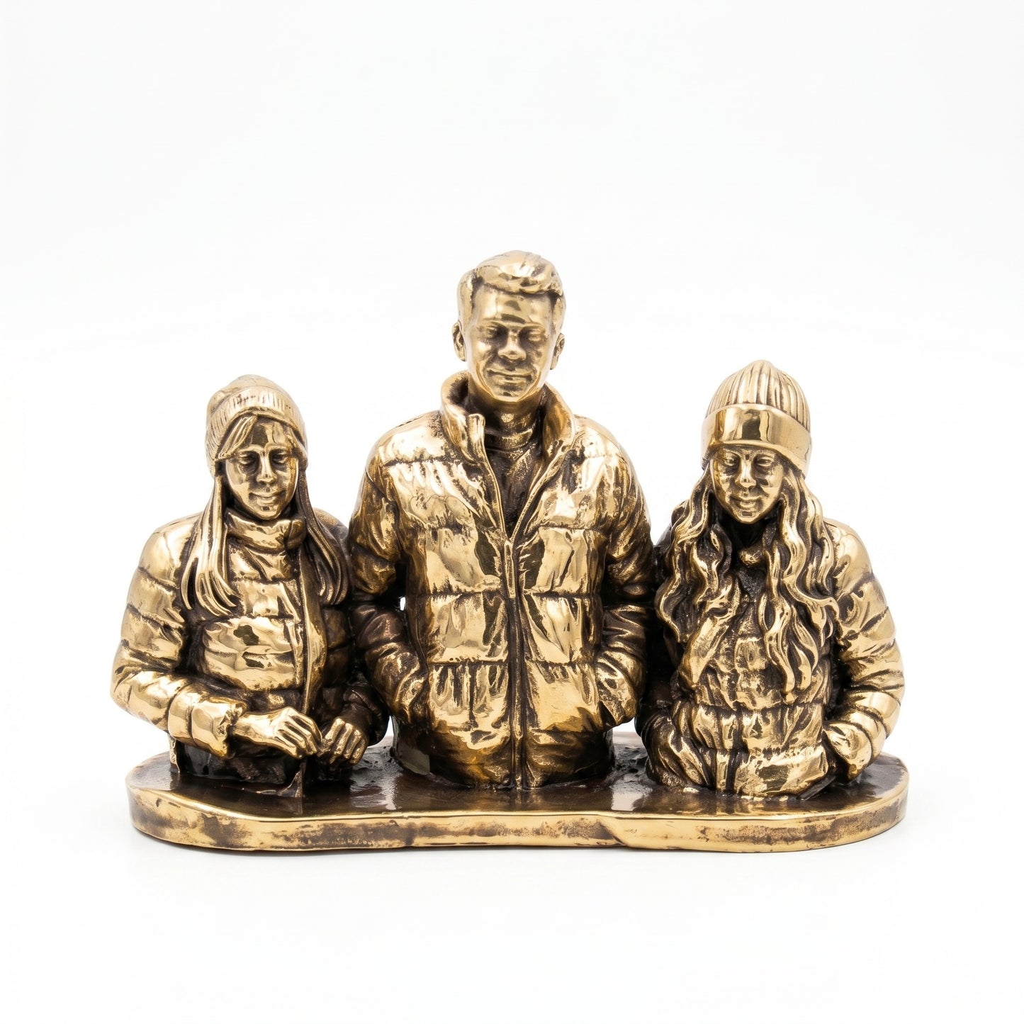 Custom Brass 3D Figurine from Photo | Personalized Metal Portrait Sculpture | Custom Family & Pet Statue