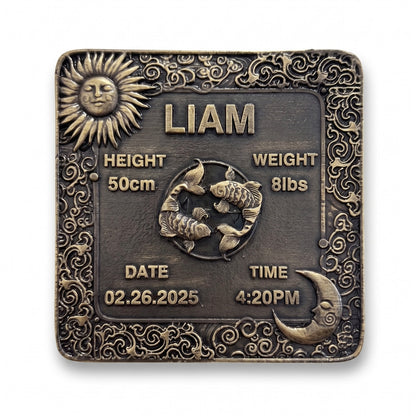 Zodiac Birth Tile | Styled baby keepsake gift, India