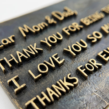 Handwritten Note Plaque | Custom handwriting plaque in antique brass