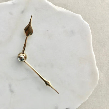 Hand chipped Large Irregular Shaped White Marble Desk/Wall Clock/Personalised Momento