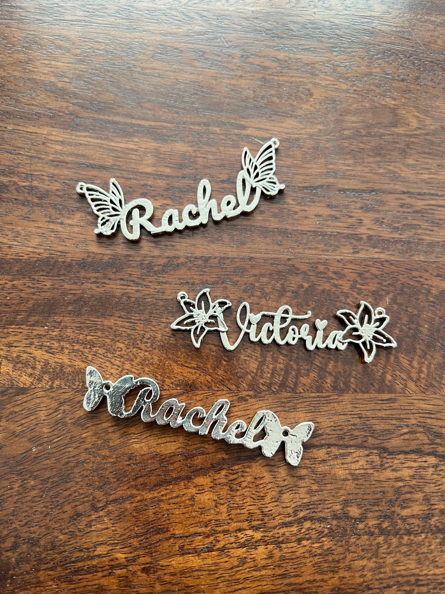 Custom name christmas ornament | gold butterfly stocking tag personalised decor | set of 2 or 4