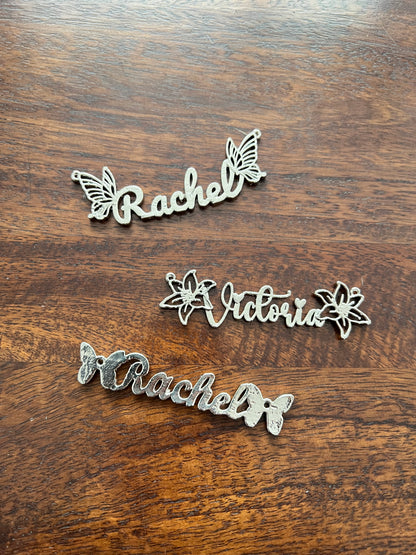 Custom name christmas ornament | gold butterfly stocking tag personalised decor | set of 2 or 4