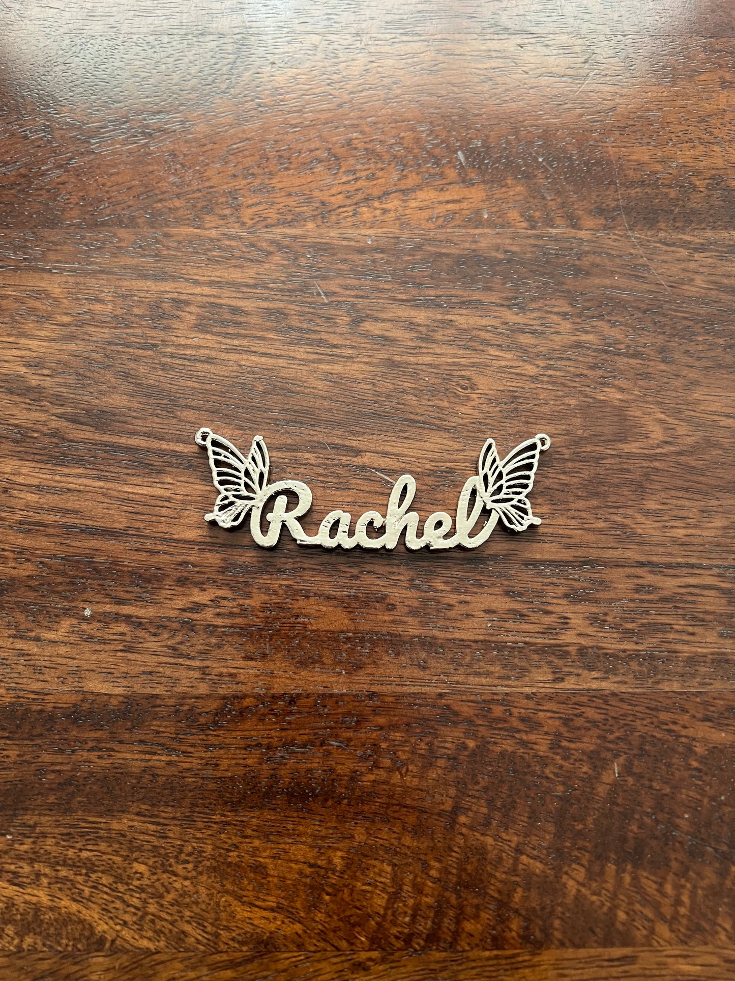 Custom name christmas ornament | gold butterfly stocking tag personalised decor | set of 2 or 4