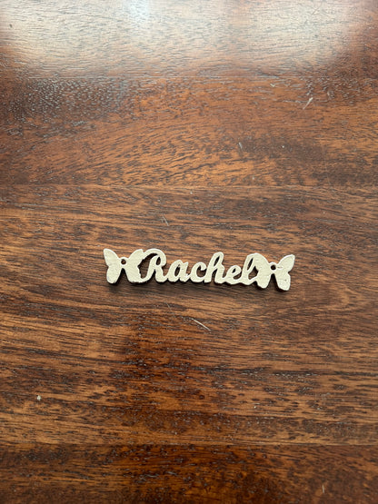 Custom name christmas ornament | gold butterfly stocking tag personalised decor | set of 2 or 4