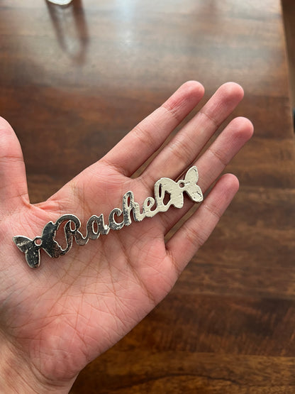 Custom name christmas ornament | gold butterfly stocking tag personalised decor | set of 2 or 4