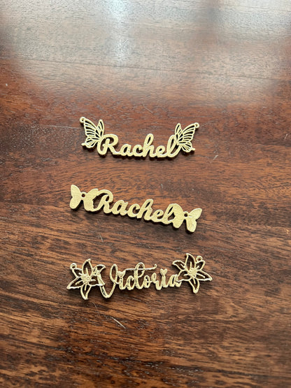 Custom name christmas ornament | gold butterfly stocking tag personalised decor | set of 2 or 4