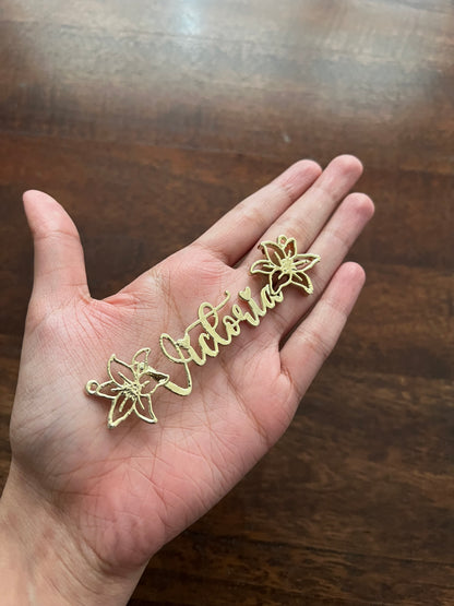 Custom name christmas ornament | gold butterfly stocking tag personalised decor | set of 2 or 4