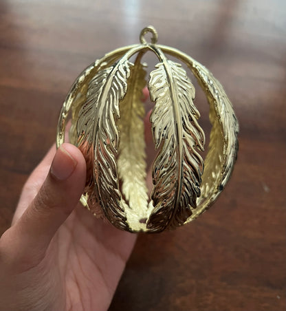 Leaf ball Christmas ornament | metallic tree ball ornament in gold, silver and antique | set of 2 or 4