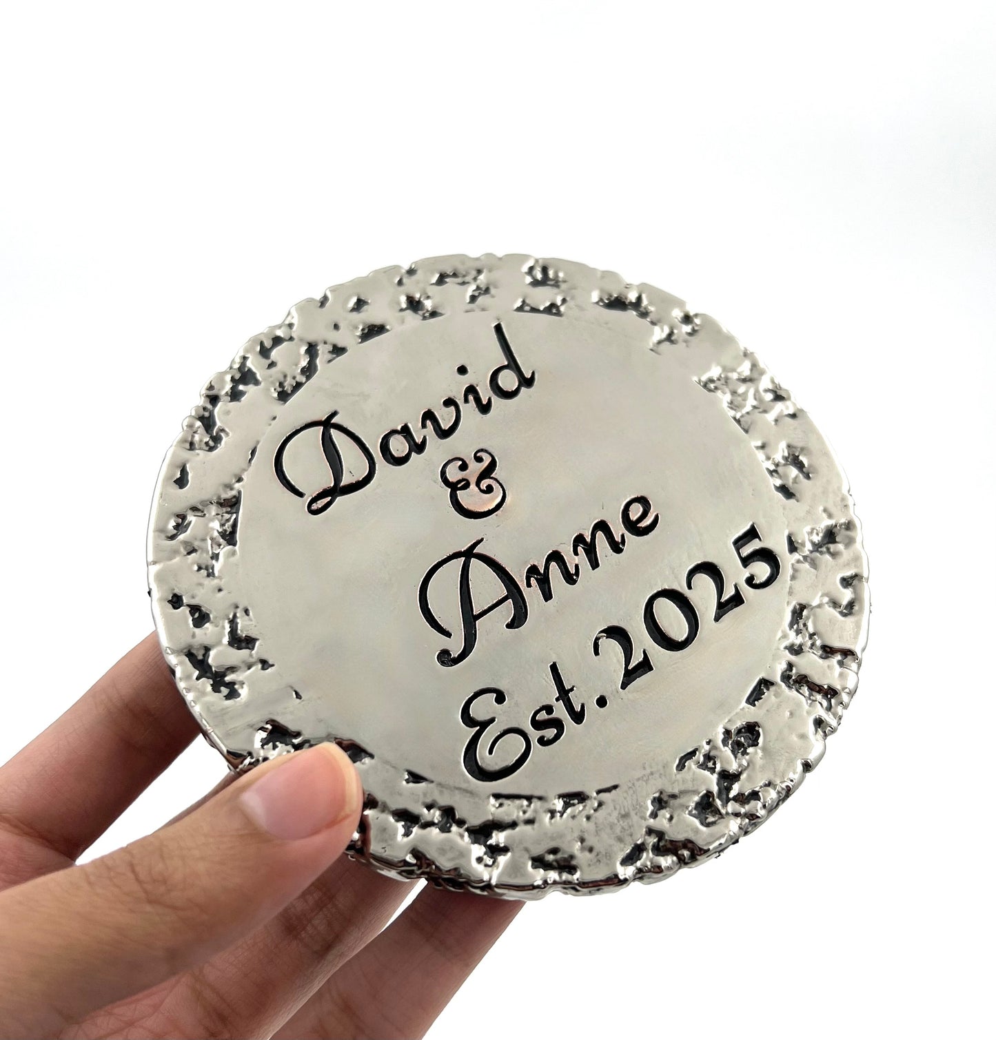 Set of 4 Custom Engraved Round Coasters | Custom Name & Logo Coasters | Housewarming Gift