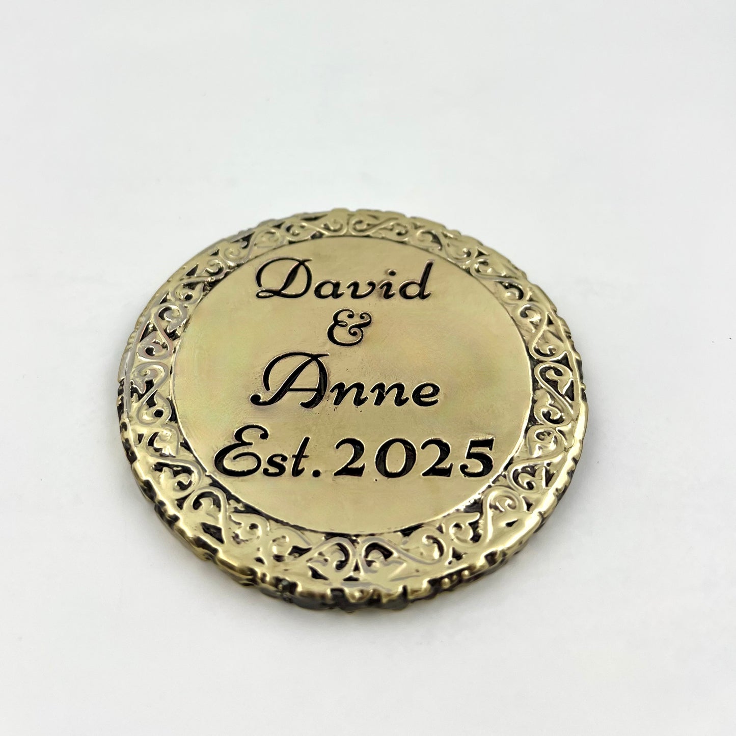 Set of 4 Custom Engraved Round Coasters | Custom Name & Logo Coasters | Housewarming Gift