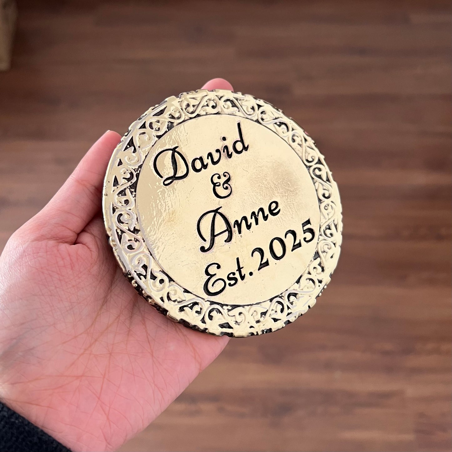 Set of 4 Custom Engraved Round Coasters | Custom Name & Logo Coasters | Housewarming Gift