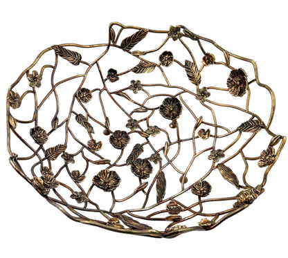 Blossom Weave – Metal Fruit Basket | Decorative Serveware & Floral Centrepiece