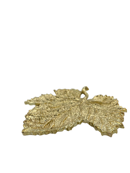 Maple leaf decorative metal tray | Gold leaf Tray and centrepiece decor