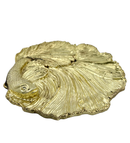 Fish decorative metal tray | gold and silver tray decor centrepiece