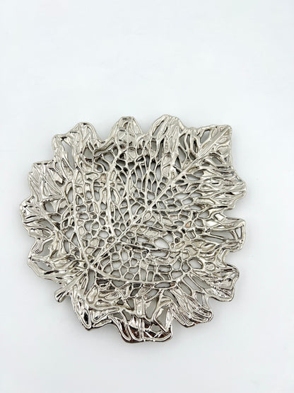 Skeletal Leaf Tray - Decorative Metal Tray | Centrepiece | Home Accent | Gold, Silver or Antique Finish