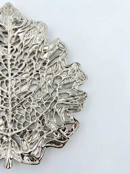Skeletal Leaf Tray - Decorative Metal Tray | Centrepiece | Home Accent | Gold, Silver or Antique Finish