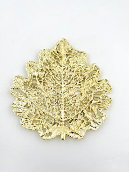 Skeletal Leaf Tray - Decorative Metal Tray | Centrepiece | Home Accent | Gold, Silver or Antique Finish