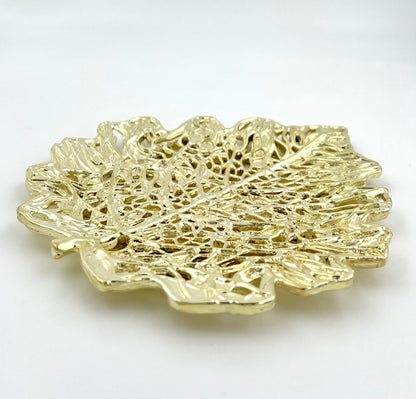 Skeletal Leaf Tray - Decorative Metal Tray | Centrepiece | Home Accent | Gold, Silver or Antique Finish