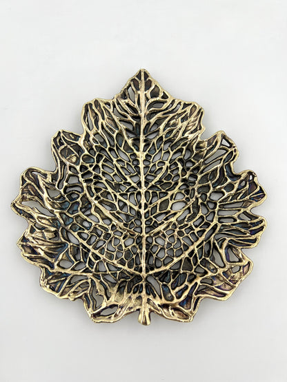 Skeletal Leaf Tray - Decorative Metal Tray | Centrepiece | Home Accent | Gold, Silver or Antique Finish