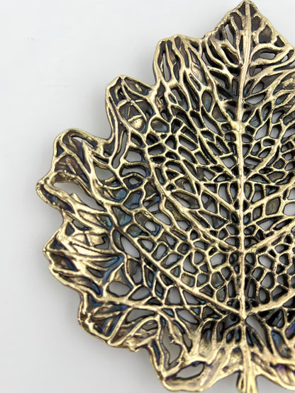 Skeletal Leaf Tray - Decorative Metal Tray | Centrepiece | Home Accent | Gold, Silver or Antique Finish