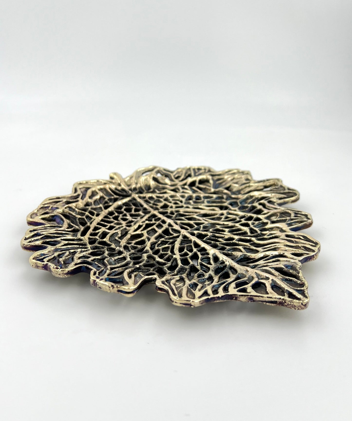 Skeletal Leaf Tray - Decorative Metal Tray | Centrepiece | Home Accent | Gold, Silver or Antique Finish