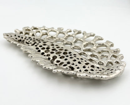 Fossil inspired decorative metal tray | gold and silver tray decor centrepiece