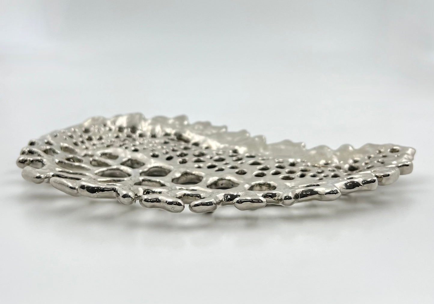 Fossil inspired decorative metal tray | gold and silver tray decor centrepiece