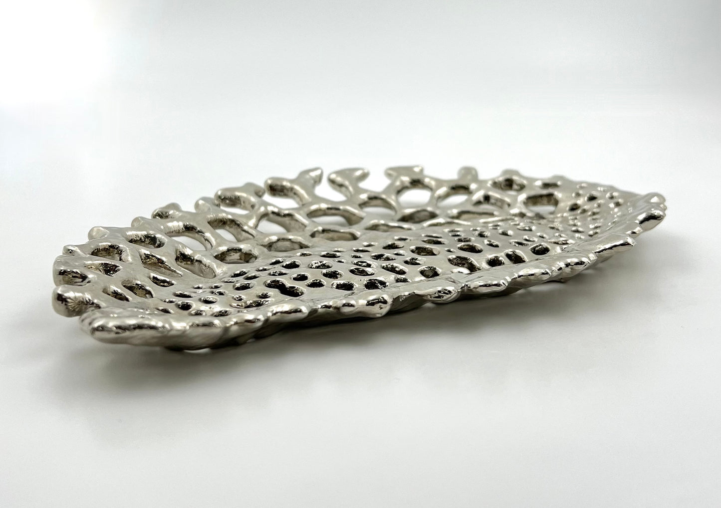 Fossil inspired decorative metal tray | gold and silver tray decor centrepiece