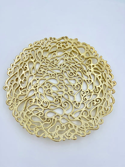 Lace inspired decorative metal tray | Gold, Antique filigree decor Tray Lace inspired decorative metal tray
