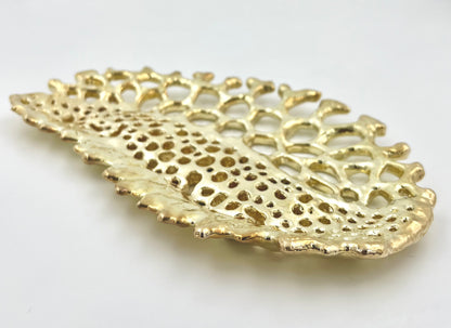 Fossil inspired decorative metal tray | gold and silver tray decor centrepiece