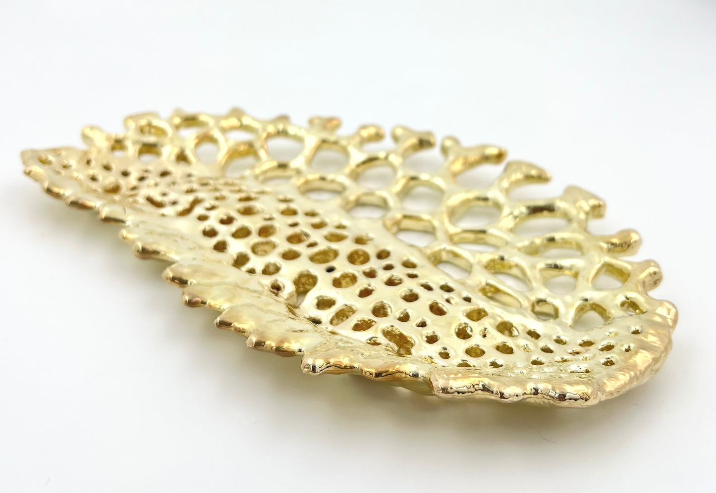 Fossil inspired decorative metal tray | gold and silver tray decor centrepiece